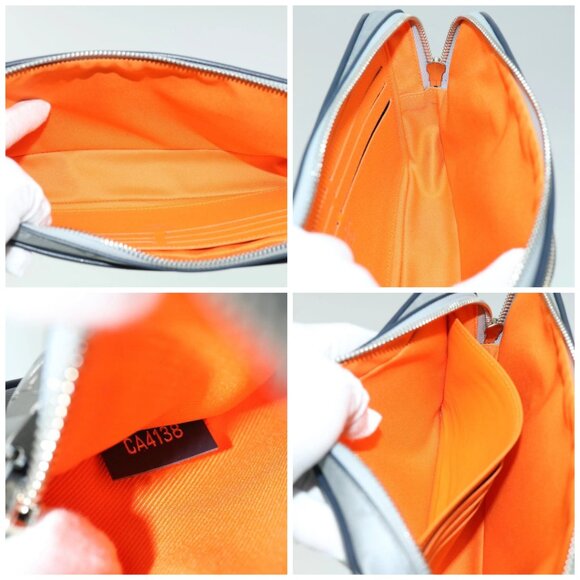 LOUIS VUITTON Monogram satellite Clutch Bag Silver M44171 LV Auth 32349A - Picture 15 of 16